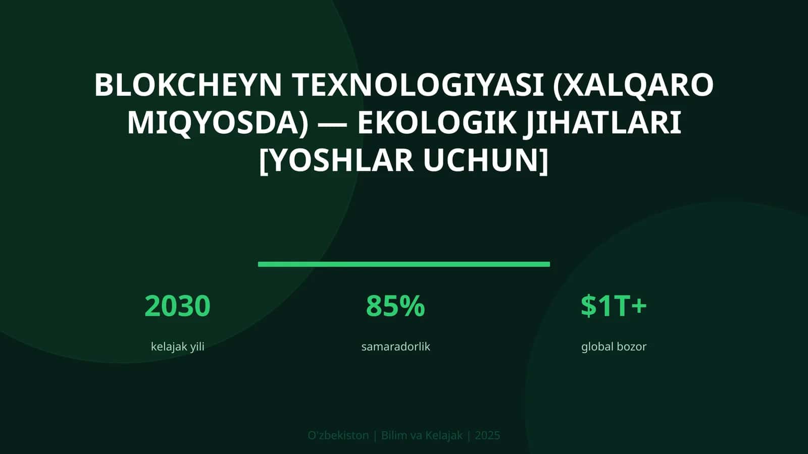 Blokcheyn texnologiyasi (xalqaro miqyosda) - ekologik jihatlari [yoshlar uchun] 1