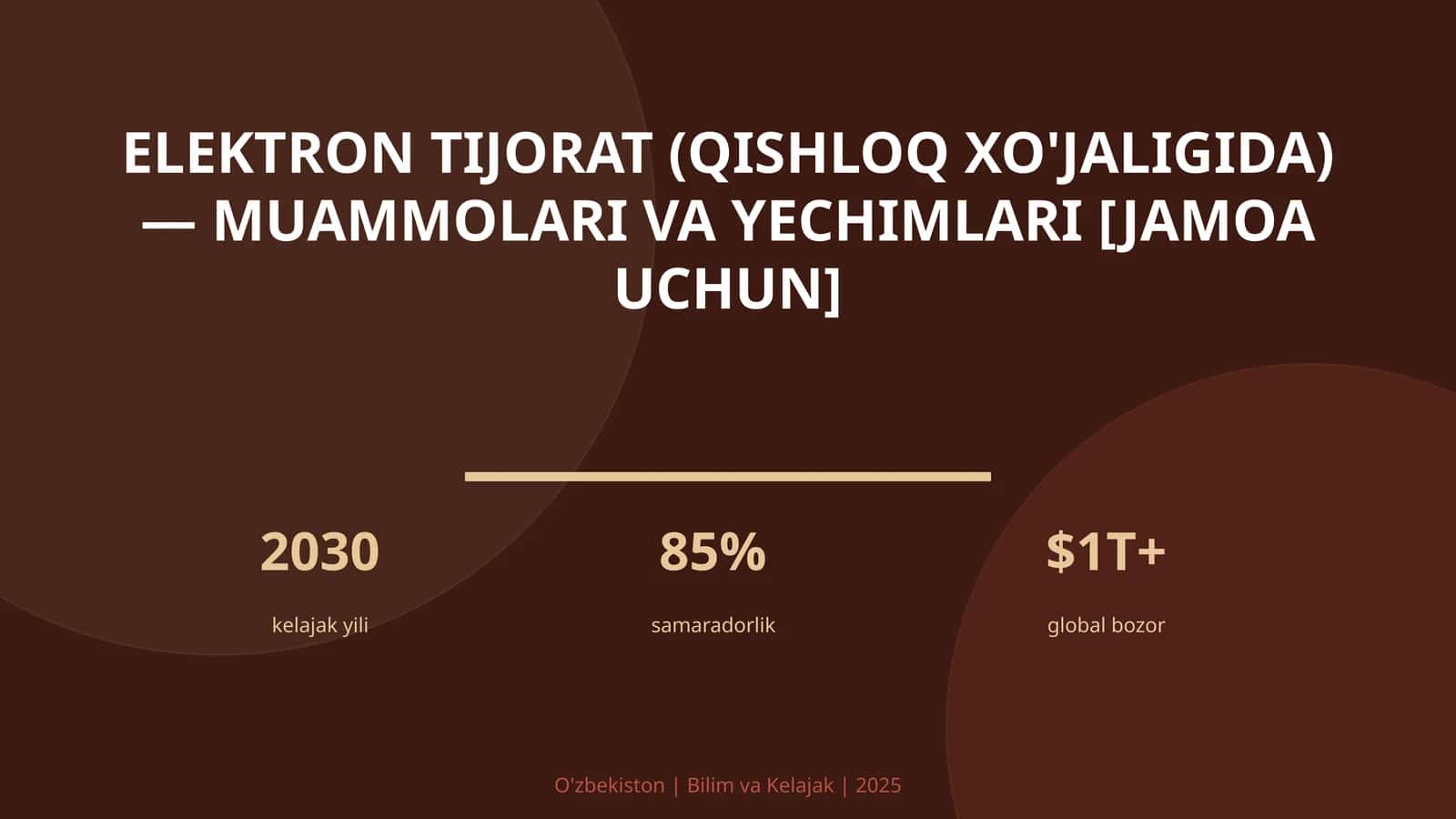 Elektron tijorat (qishloq xo'jaligida) — muammolari va yechimlari [jamoa uchun] 1