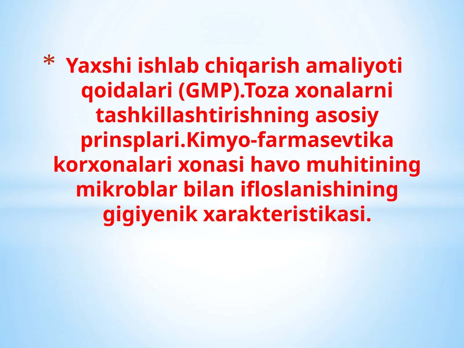 Yaxshi ishlab chiqarish amaliyoti sifat standartlari 1