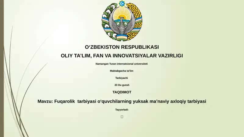 Fuqarolik tarbiyasi oʻquvchilarning yuksak maʼnaviy axloqiy tarbiyasi 1
