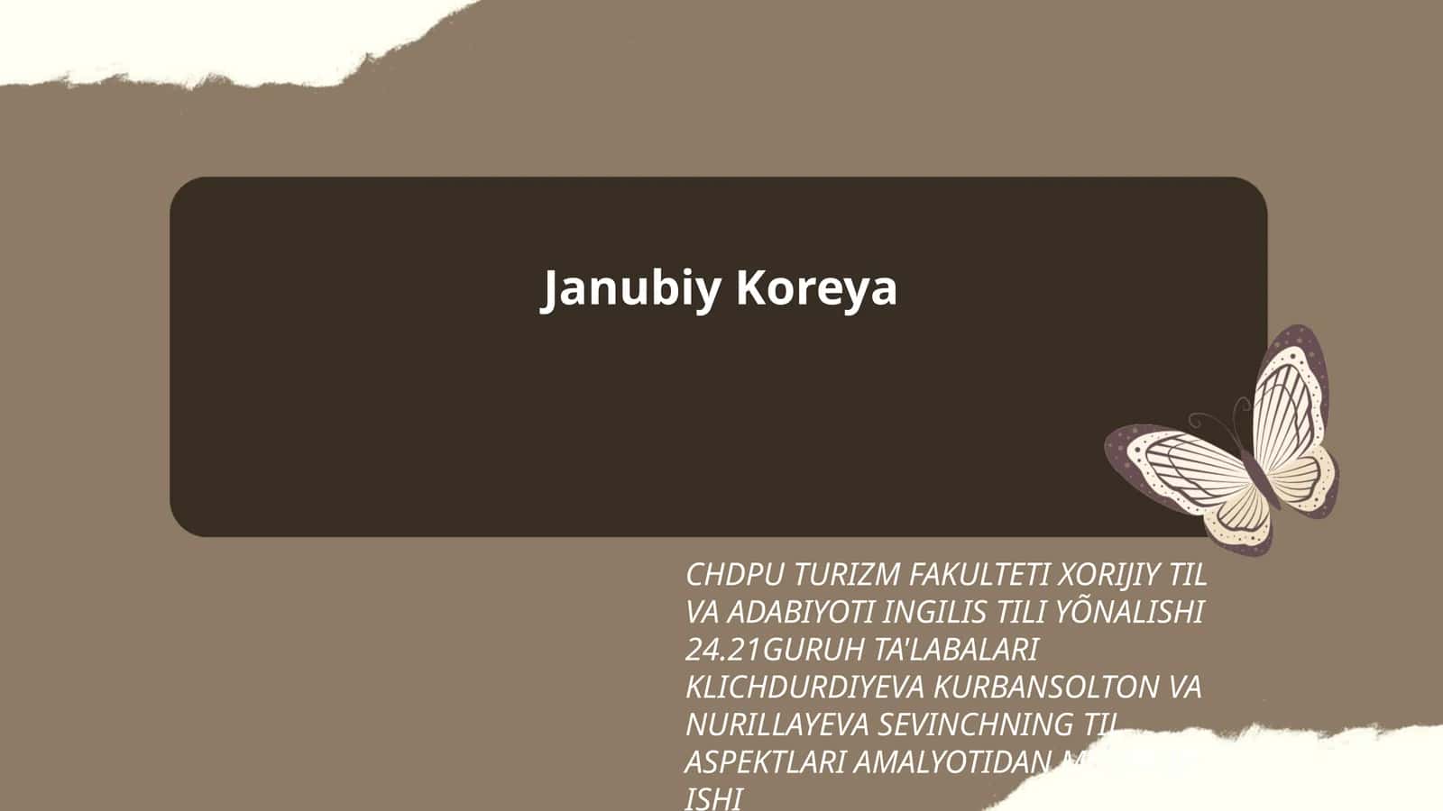 CHDPU TURIZM FAKULTETI XORIJIY TIL VA ADABIYOTI INGILIS TILI YÕNALISHI 24.21GURUH TA'LABALARI KLICHDURDIYEVA KURBANSOLTON VA NURILLAYEVA SEVINCHNING TIL ASPEKTLARI AMALYOTIDAN MUSTAQIL ISHI 1