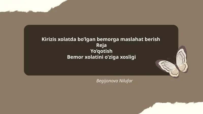 Kirizis xolatda bo’lgan bemorga maslahat berish 1