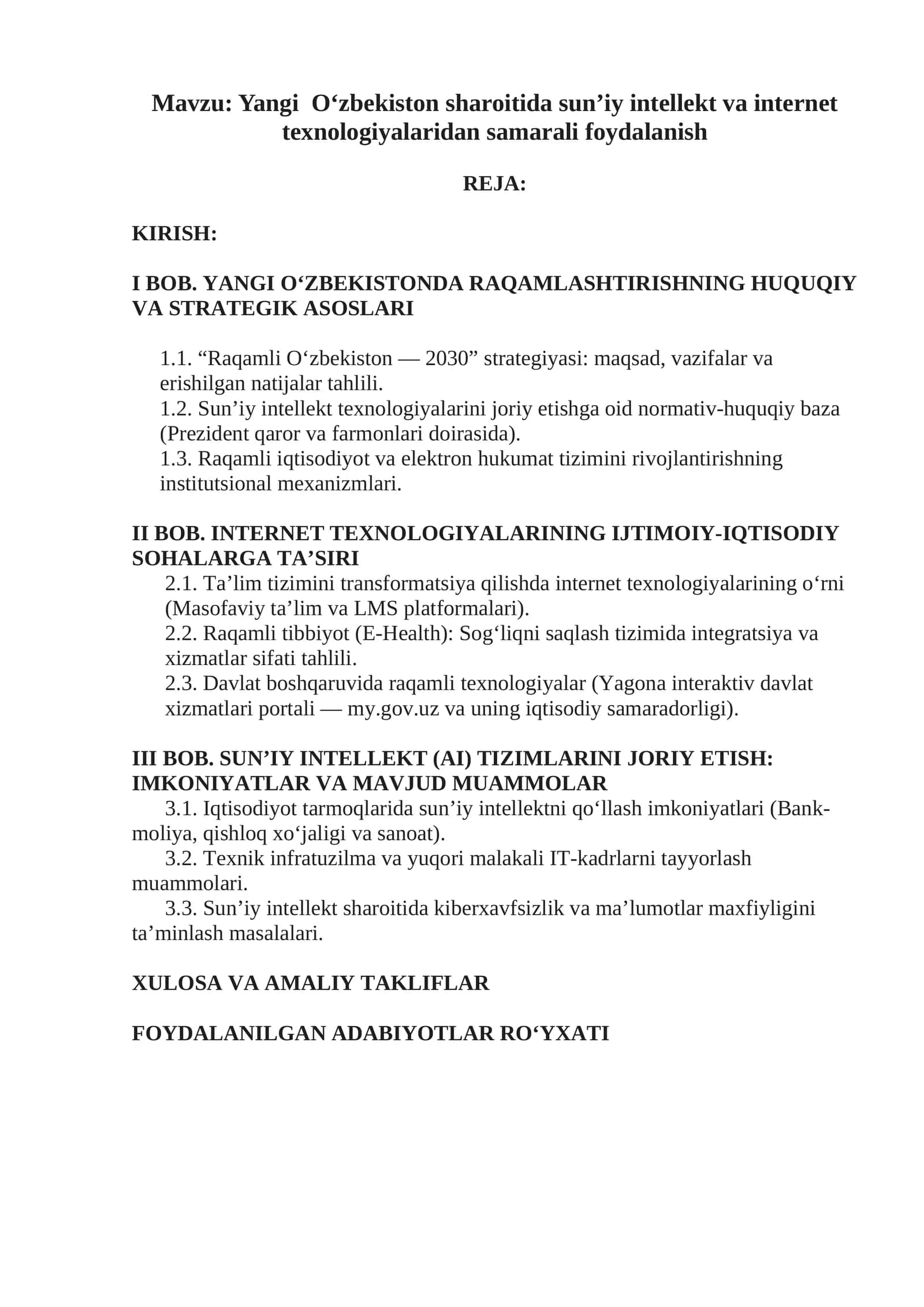Yangi O‘zbekiston sharoitida sun’iy intellekt va internet texnologiyalaridan samarali foydalanish 1