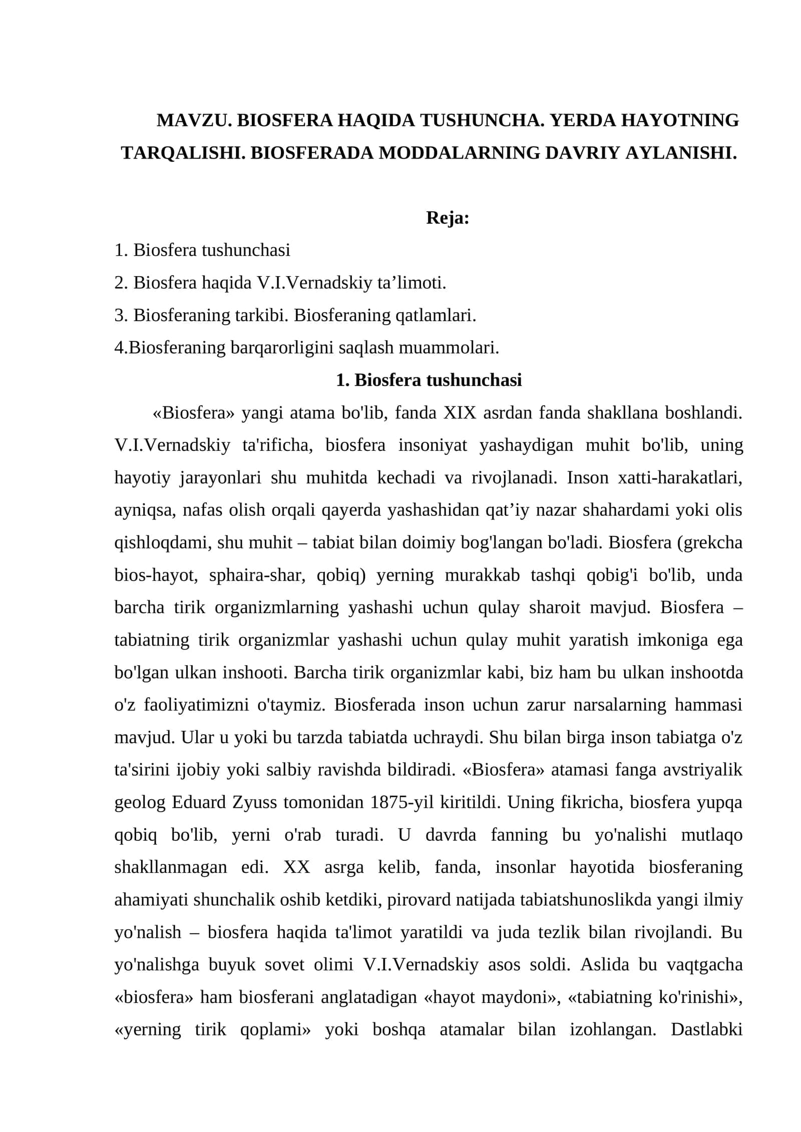 BIOSFERA HAQIDA TUSHUNCHA 1