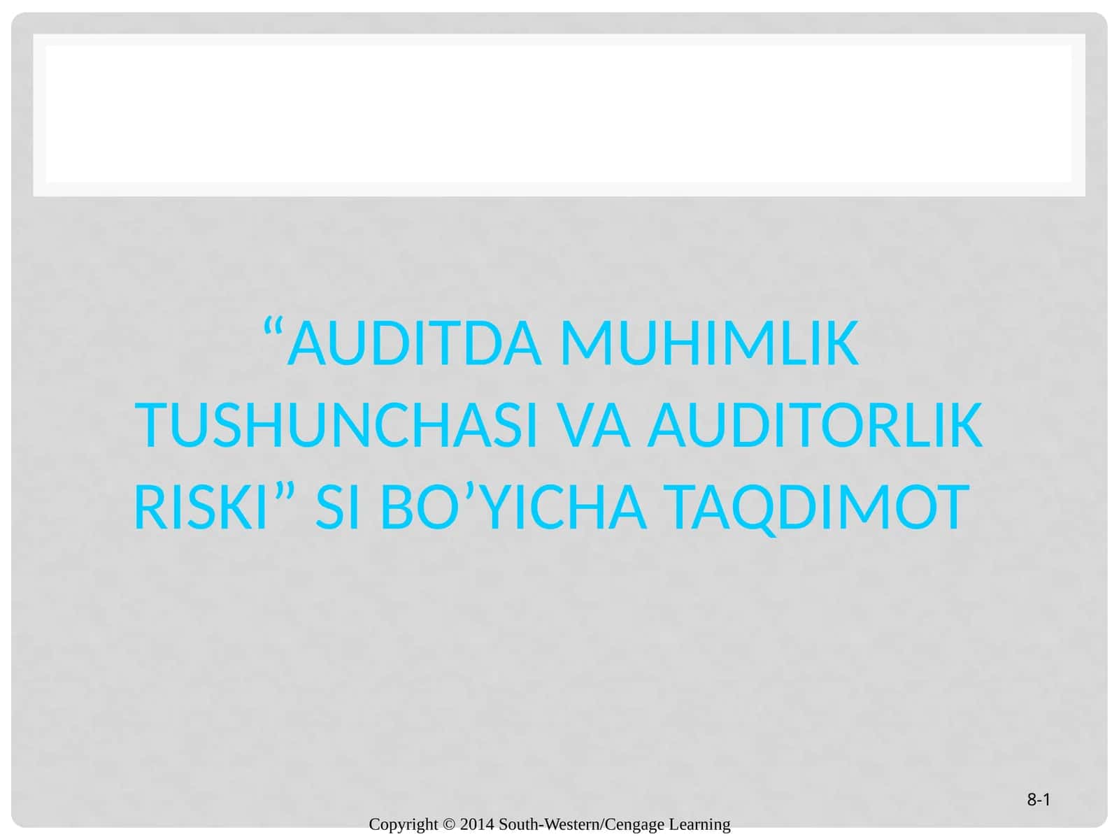 AUDITDA MUHIMLIK TUShUNChASI VA AUDITORLIK RISKI 1