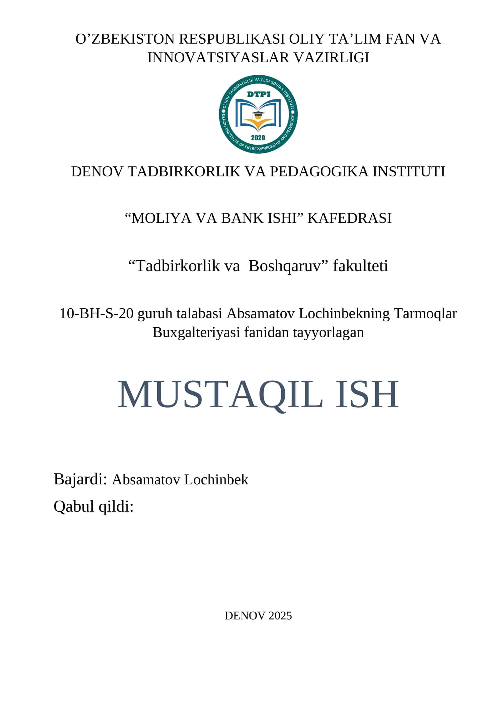 Qurilish Ishlarini Bajarishdan Olingan Daromadlar Hisobi Va Moliyaviy Hisobot 1