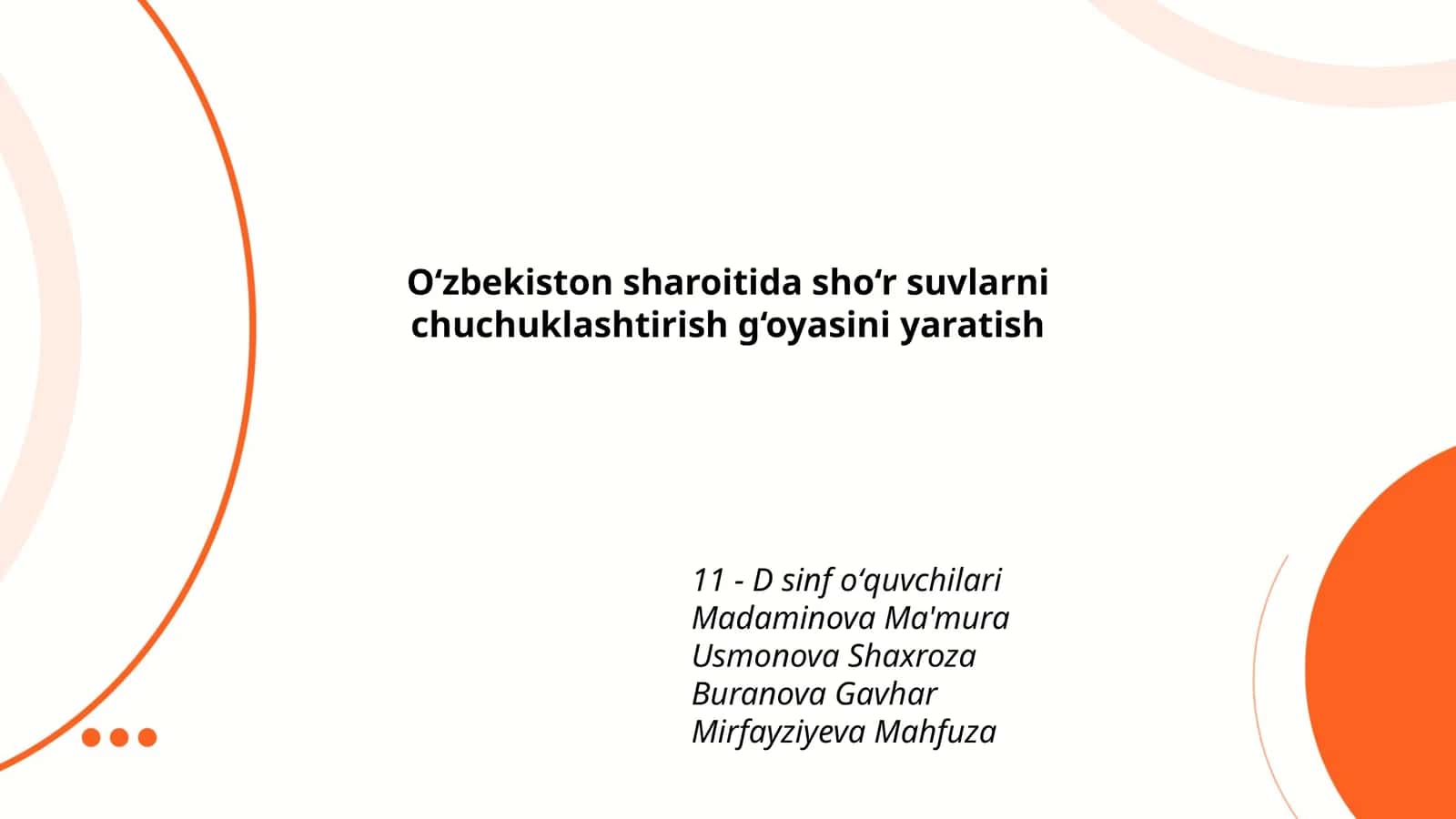 O‘zbekiston sharoitida sho‘r suvlarni chuchuklashtirish g‘oyasini yaratish 1