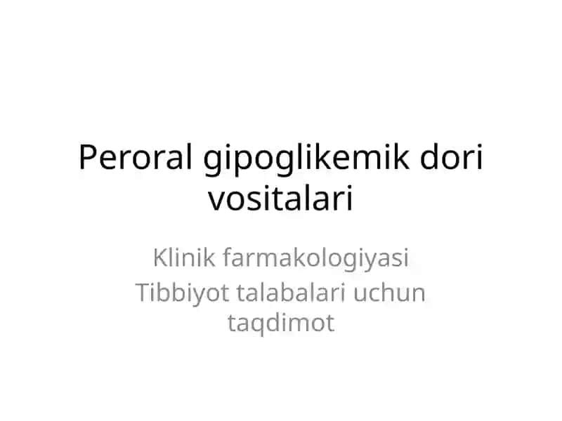 Peroral gipoglikemik dori vositalari