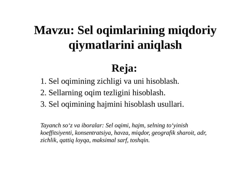 Seloqimlarining miqdoriy qiymatlarini aniqlash 1