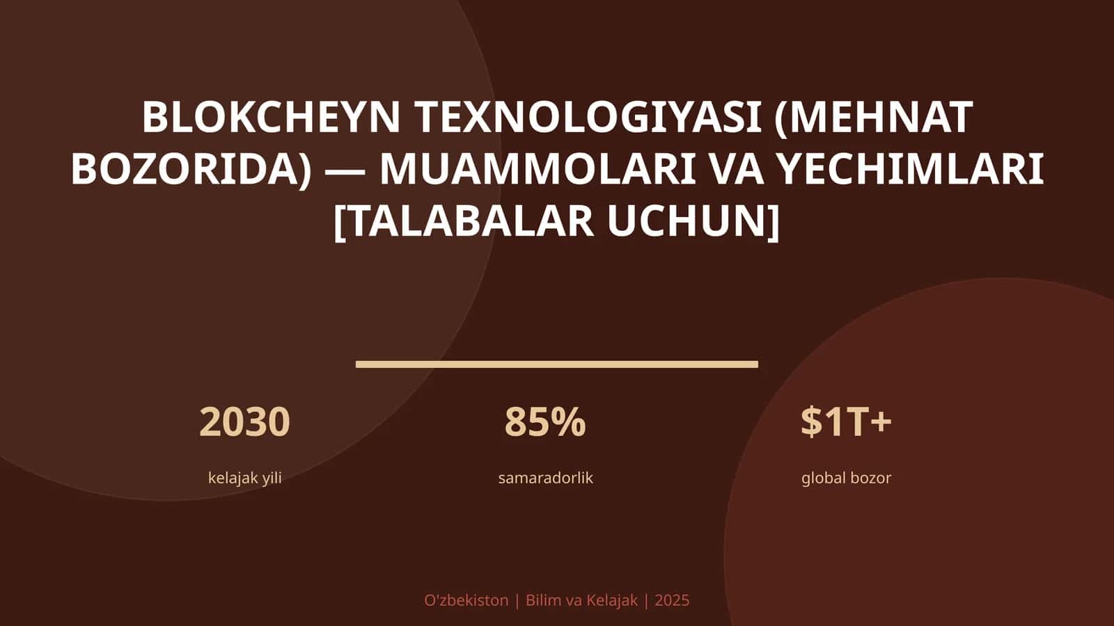 Blokcheyn texnologiyasi (mehnat bozorida) — muammolari va yechimlari [talabalar uchun] 1