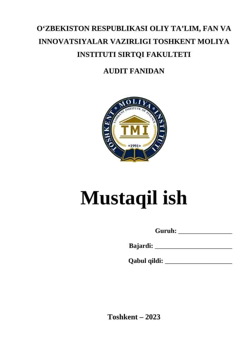 Auditorlik tashkilotlari tomonidan mijozlarni tanlab olish 1