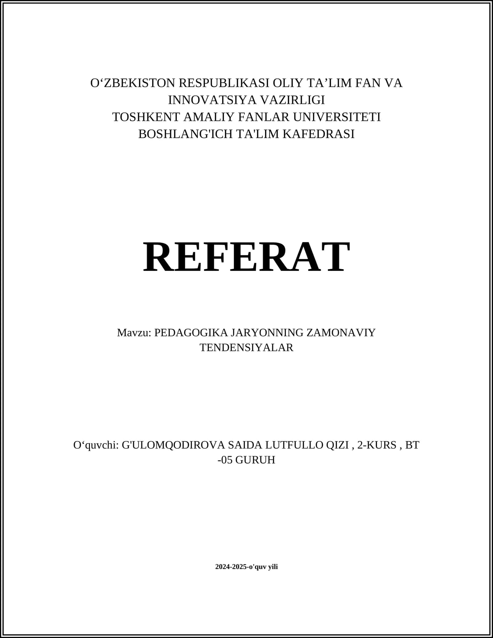 PEDAGOGIKA JARYONNING ZAMONAVIY TENDENSIYALAR 1