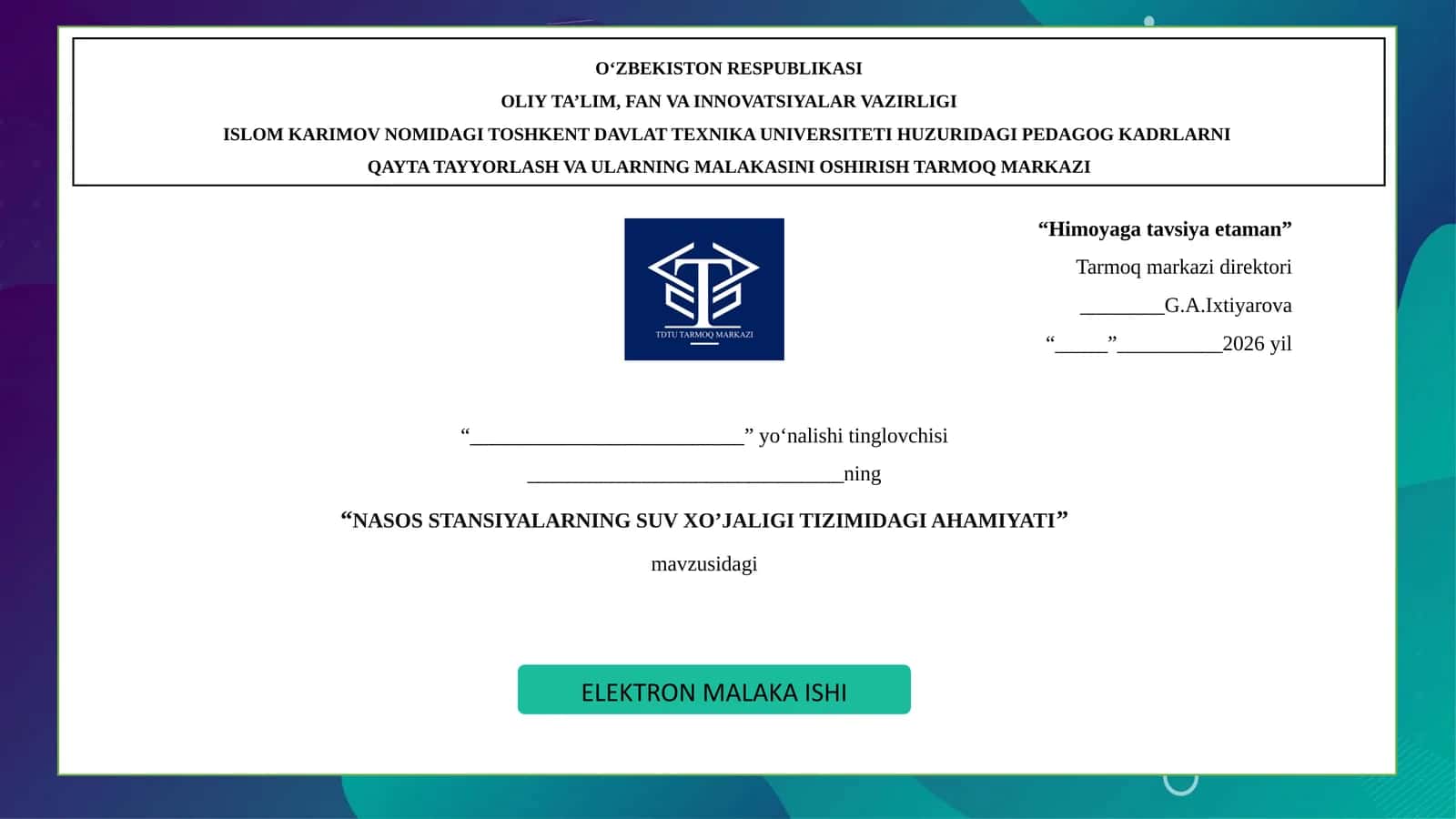 NASOS STANSIYALARNING SUVXOʼJALIGITIZIMIDAGI AHAMIYATI 1