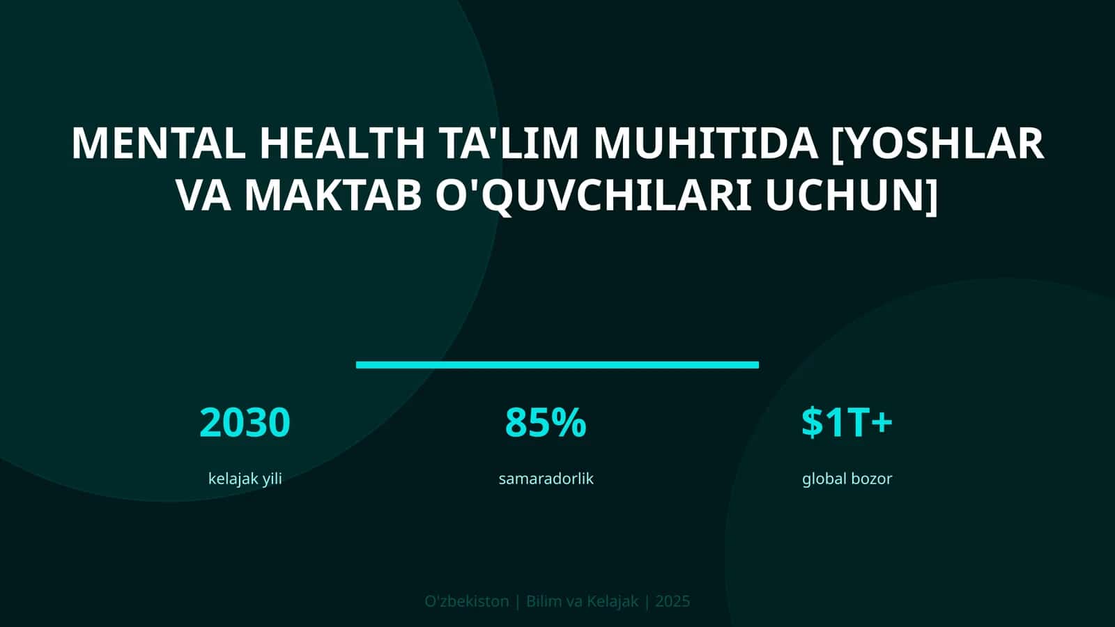 Mental health ta'lim muhitida [yoshlar va maktab o'quvchilari uchun] 1