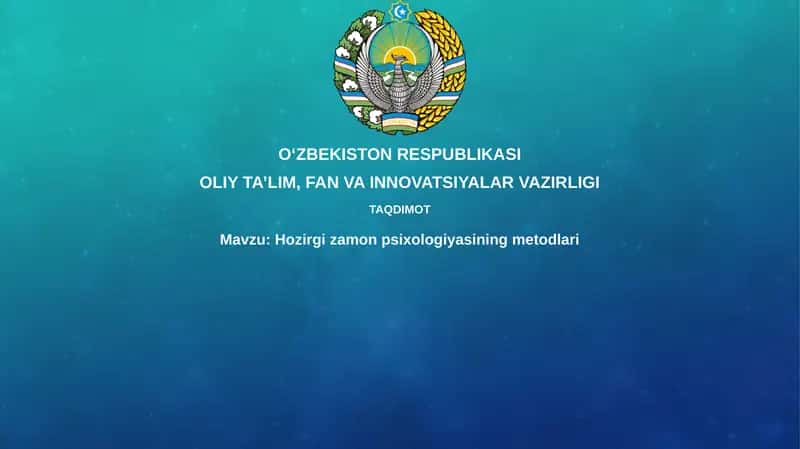 Hozirgi zamon psixologiyasining metodlari 1