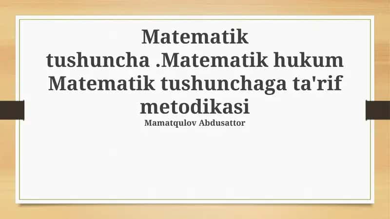 Matematik tushuncha 1