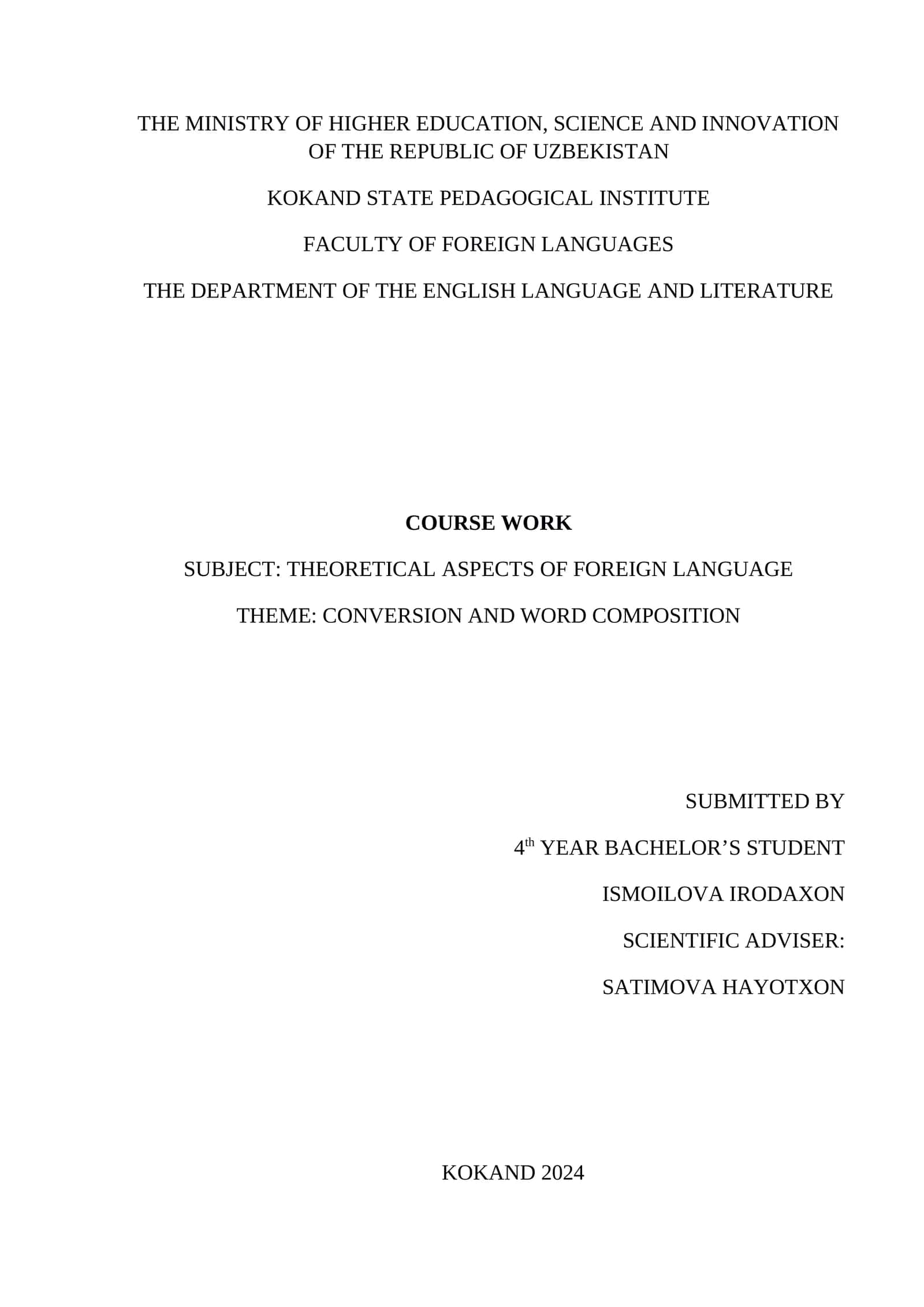 CONVERSION AND WORD COMPOSITION 1
