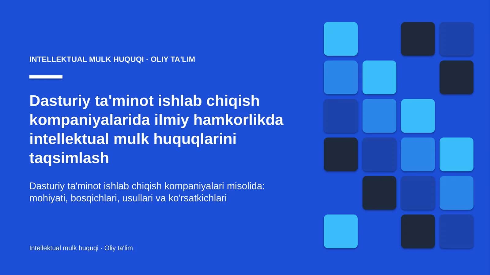 dasturiy ta'minot ishlab chiqish kompaniyalarida ilmiy hamkorlikda intellektual mulk huquqlarini taqsimlash 6017 1