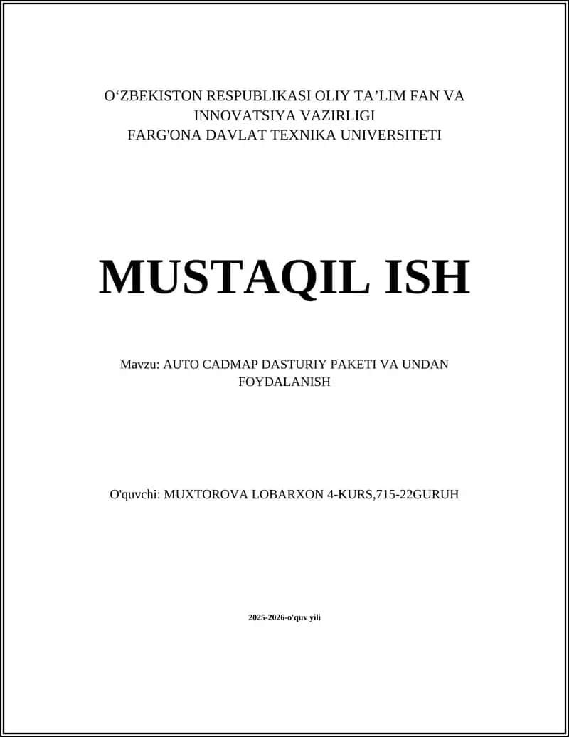AUTO CADMAP DASTURIY PAKETI VA UNDAN FOYDALANISH 1