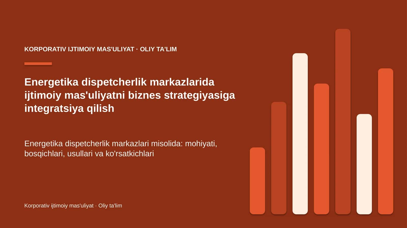 energetika dispetcherlik markazlarida ijtimoiy mas'uliyatni biznes strategiyasiga integratsiya qilish 9781 1