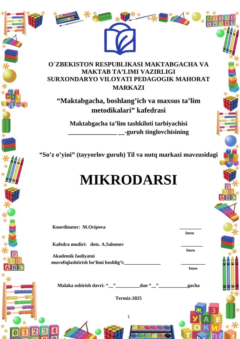 “Soʼz oʼyini” (tayyorlov guruh) Til va nutq markazi 1