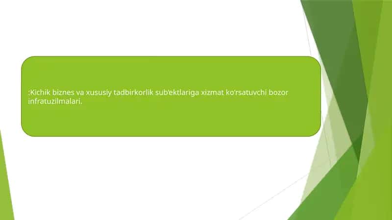 Xususiy tadbirkorlik sub‘ektlariga xizmat ko‘rsatuvchi bozor infratuzilmalari 1