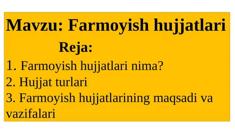 Farmoyish hujjatlari 1