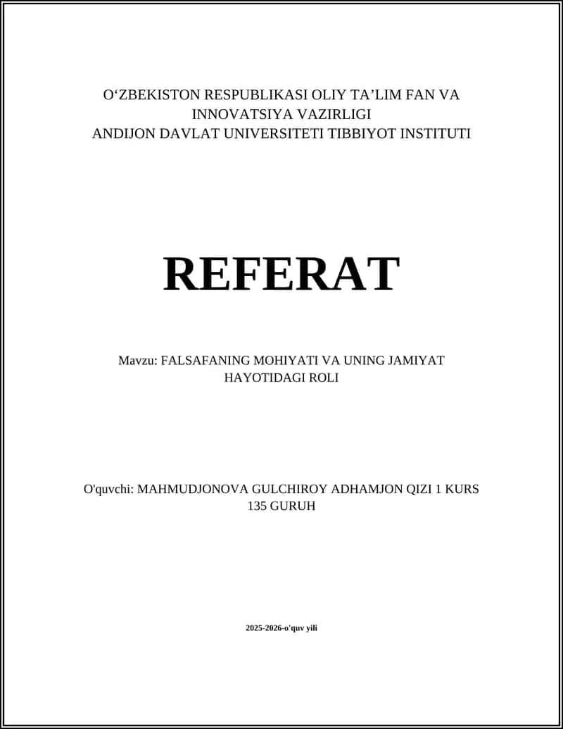 FALSAFANING MOHIYATI VA UNING JAMIYAT HAYOTIDAGI ROLI 1