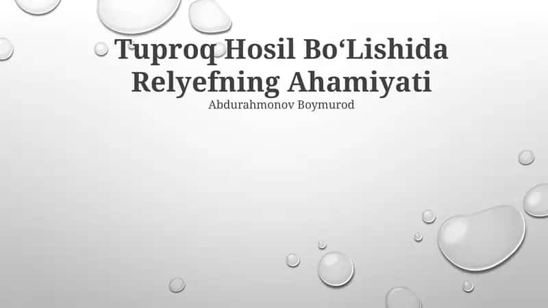Tuproq Hosil BoʻLishida Relyefning Ahamiyati 1