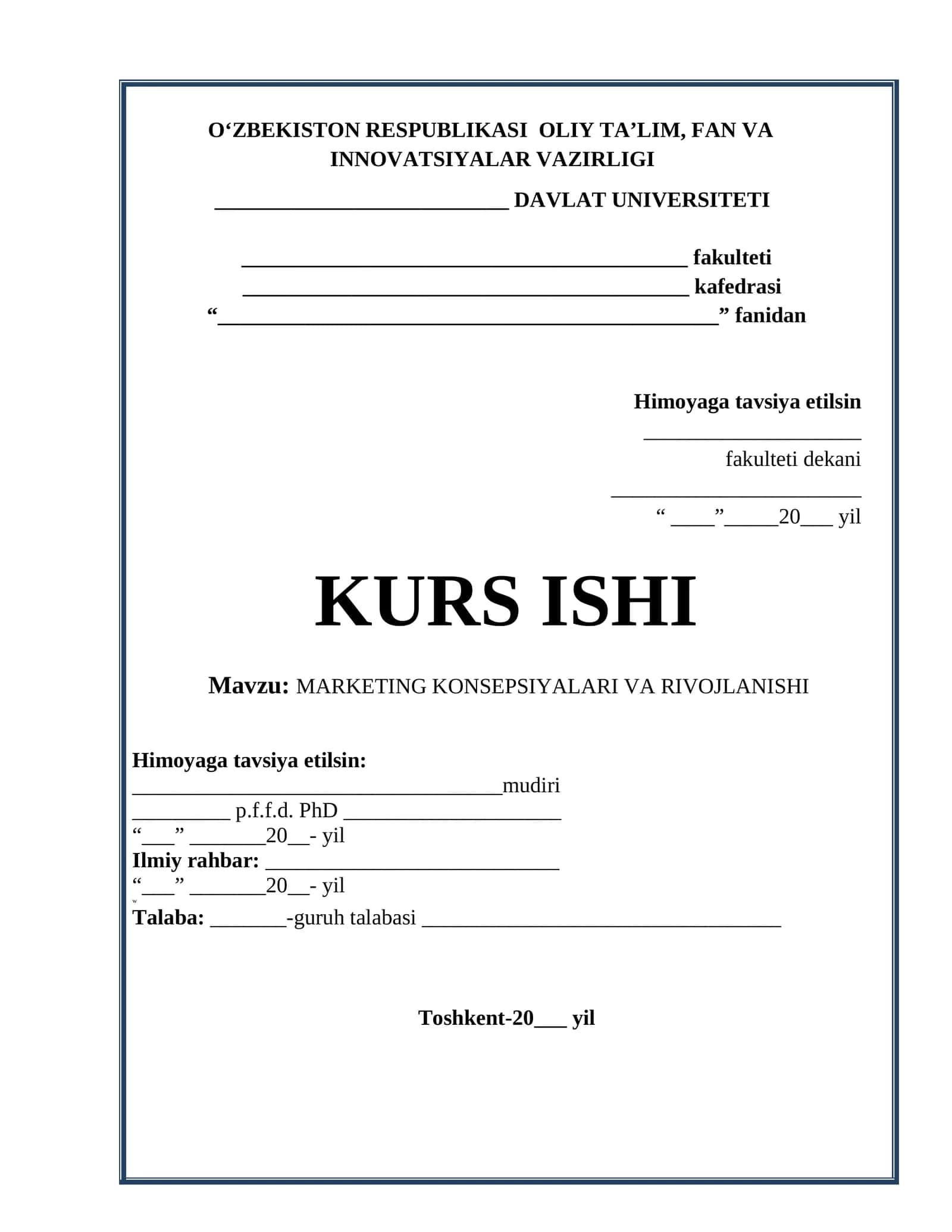 MARKETING KONSEPSIYALARI VA RIVOJLANISHI 1
