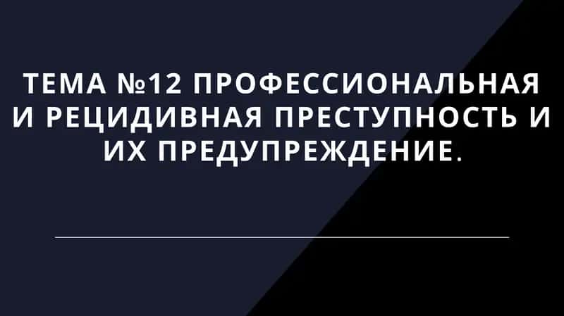 профессиональнаяи рецидивная преступность и их предупреждение 1