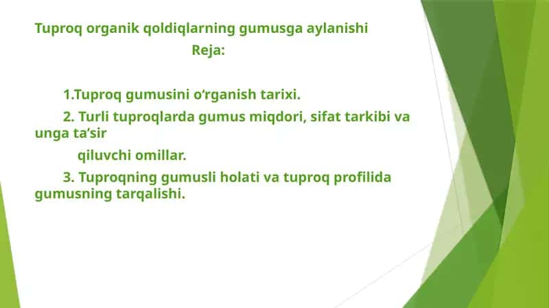 Tuproq organik qoldiqlarning gumusga aylanishi 1