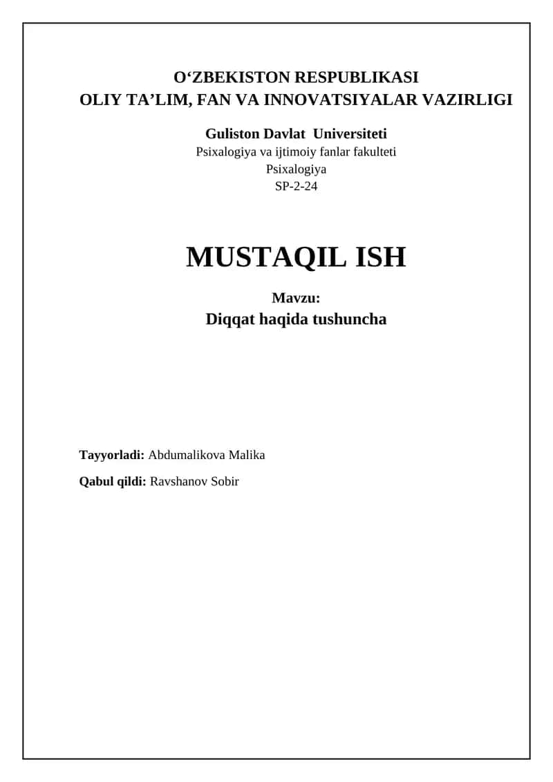 Diqqatning Fiziologik va Kognitiv Asoslari 1