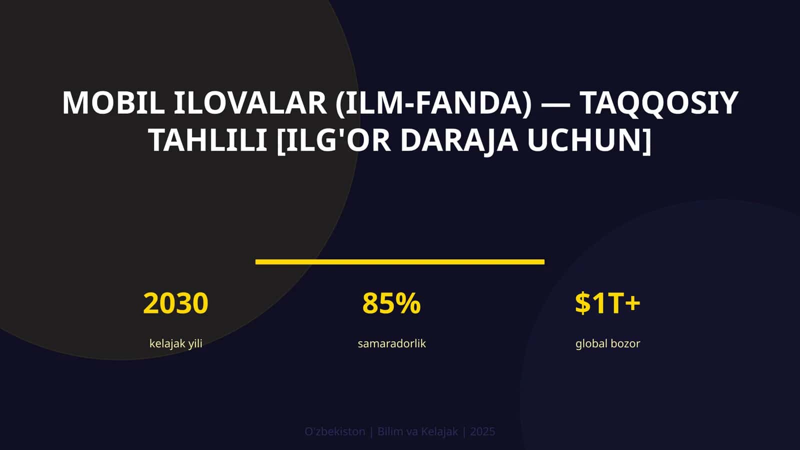 Mobil ilovalar (ilm-fanda) — taqqosiy tahlili [ilg'or daraja uchun] 1