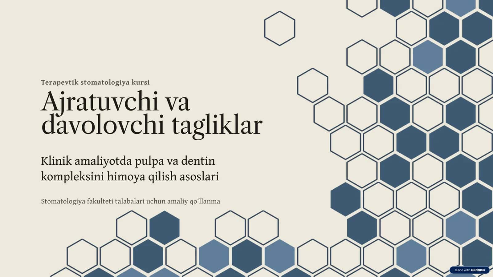 Terapevtik stomatologiya kursi 1