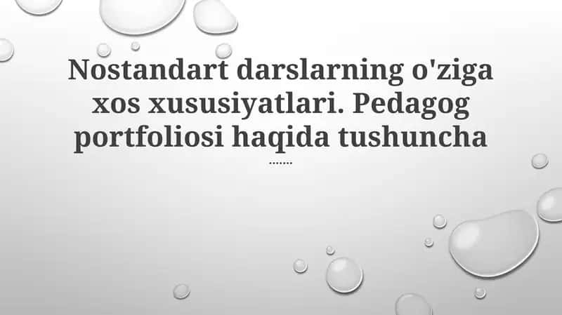 Pedagogik Portfellar: Tuzuv va Mazmun 1