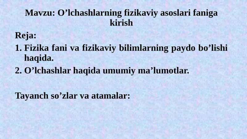 O’lchashlarning fizika viya soslari 1