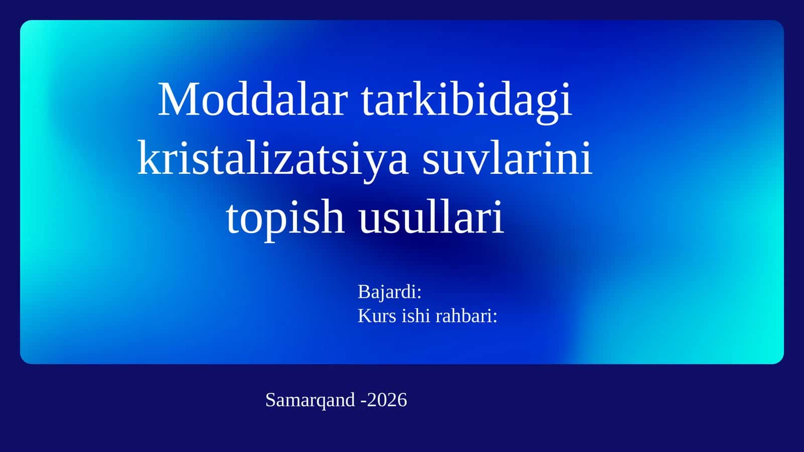 Moddalar tarkibidagi kristalizatsiya suvlarini topish usullari 1