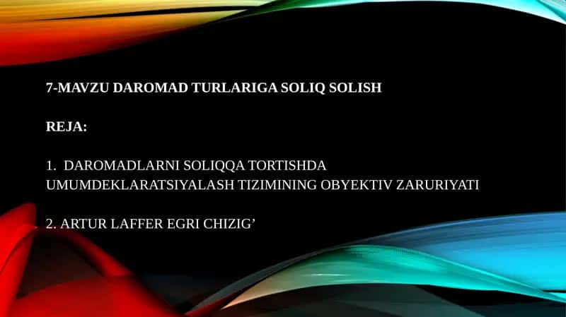 Daromad turlariga soliq solish 1