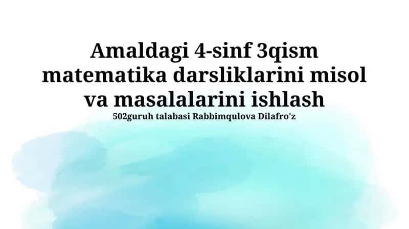4-sinf 3-qism matematika darsliklari 1