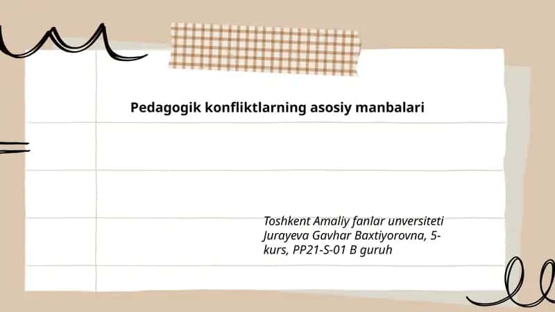 Pedagogik konfliktlarning asosiy manbalari 1