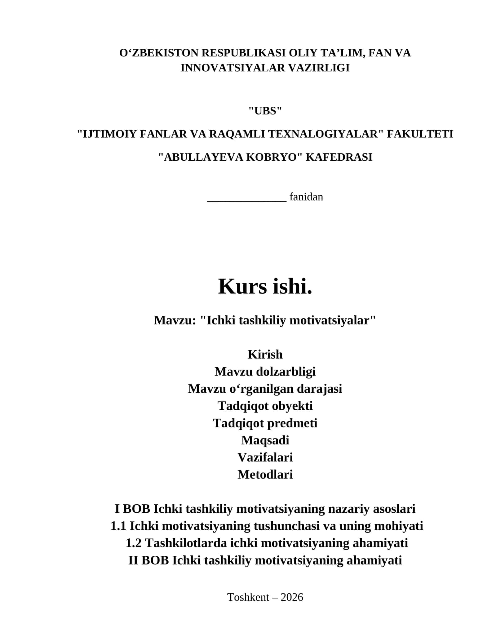 "Ichki tashkiliy motivatsiyalar" 1