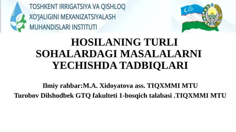 Hosilaning turli sohalardagi masalalarni yechishda tadbiqlari 1