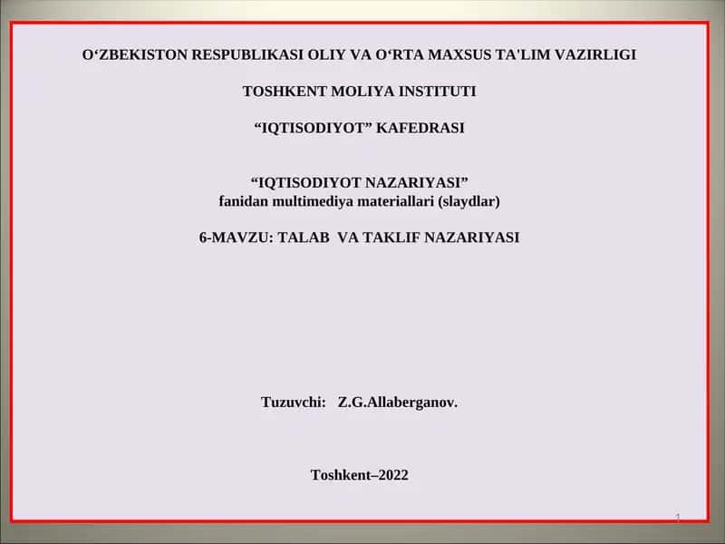 TALAB VA TAKLIF NAZARIYASI 1