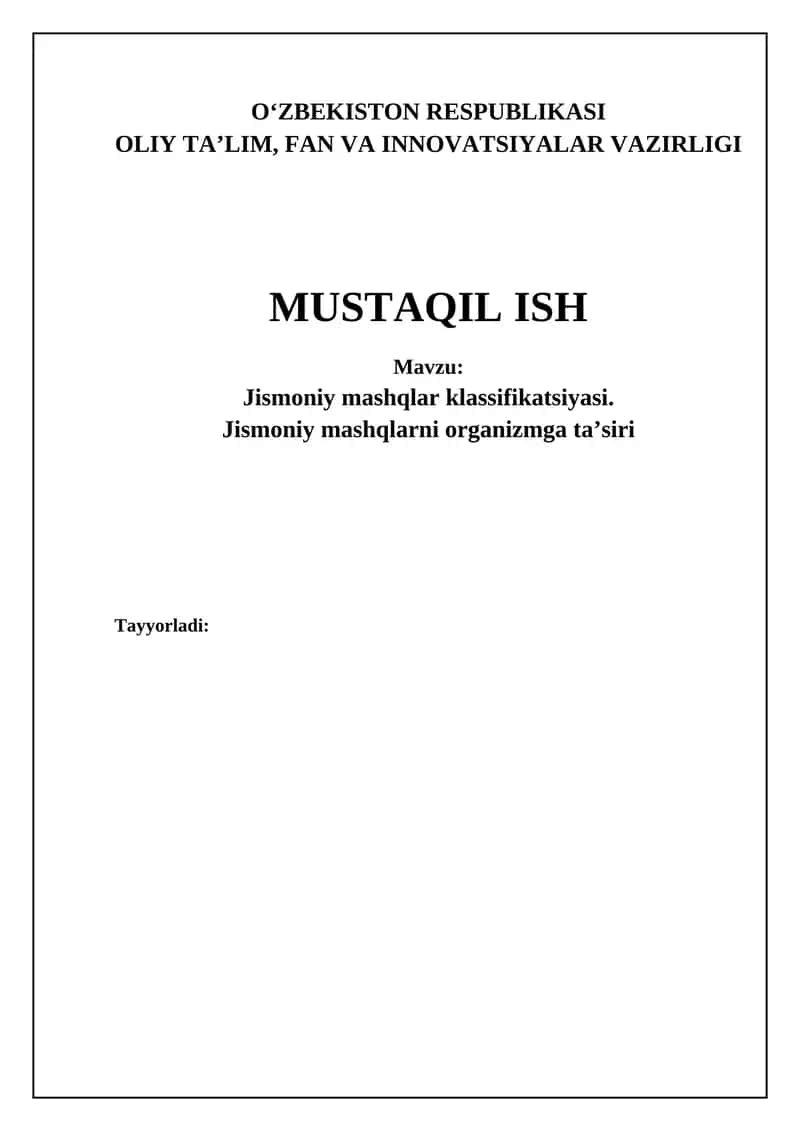 Jismoniy mashqlar klassifikatsiyasi 1