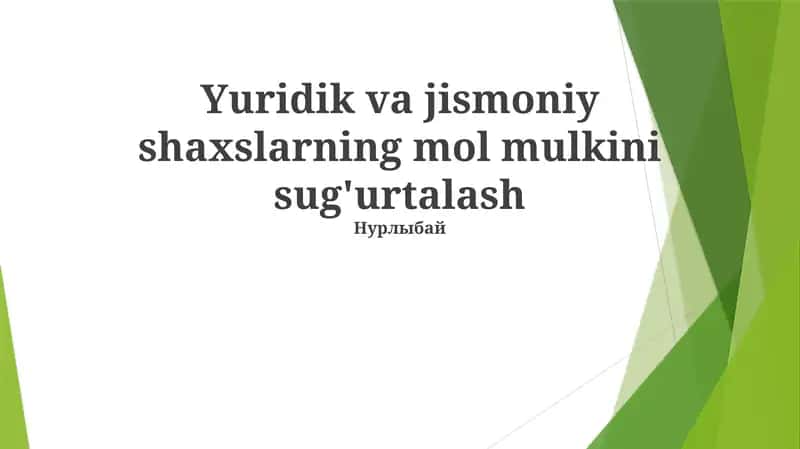 Shaxsiy Mol-Mulk Sug'urtasi 1