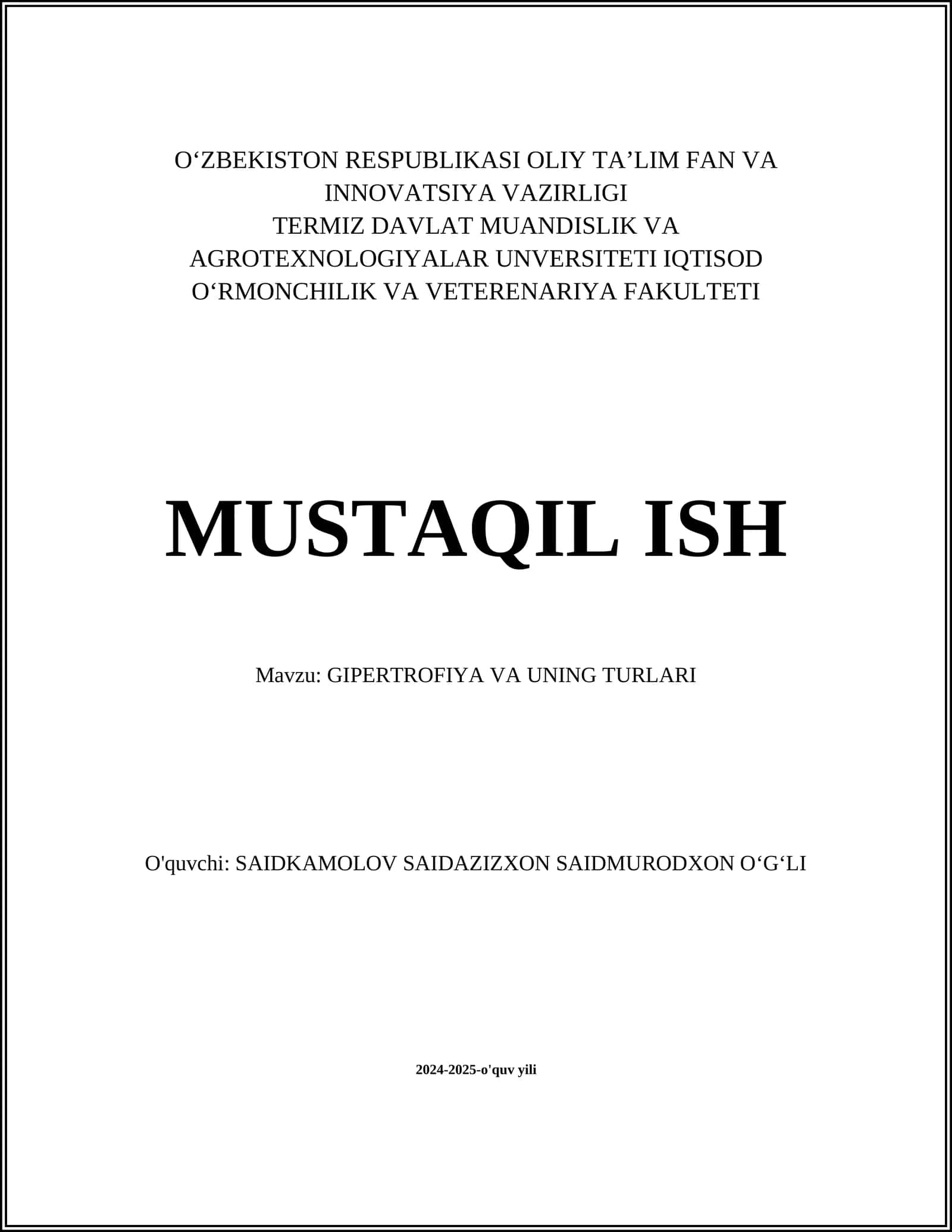 GIPERTROFIYA VA UNING TURLARI 1