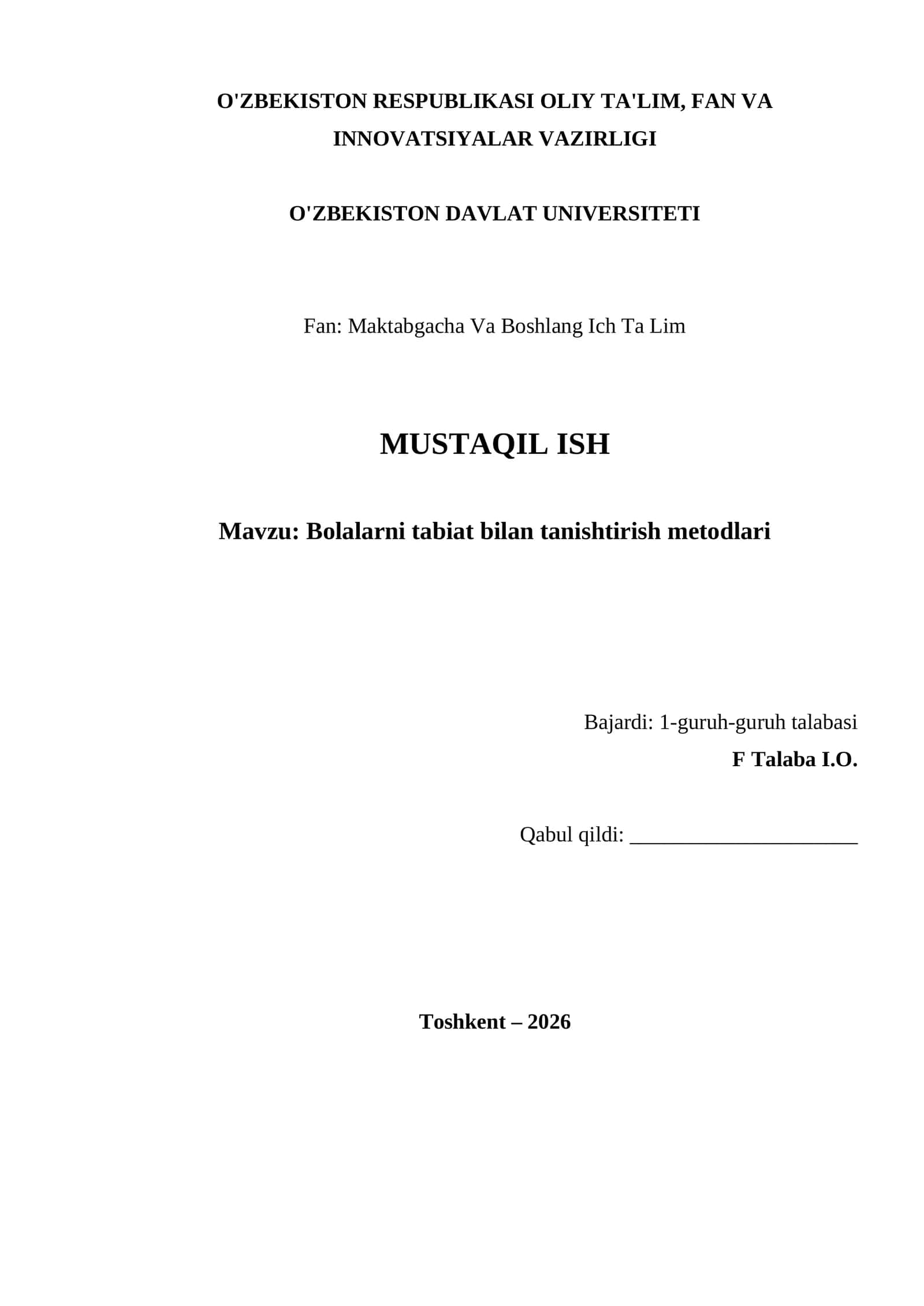 Bolalarni tabiat bilan tanishtirish metodlari 1