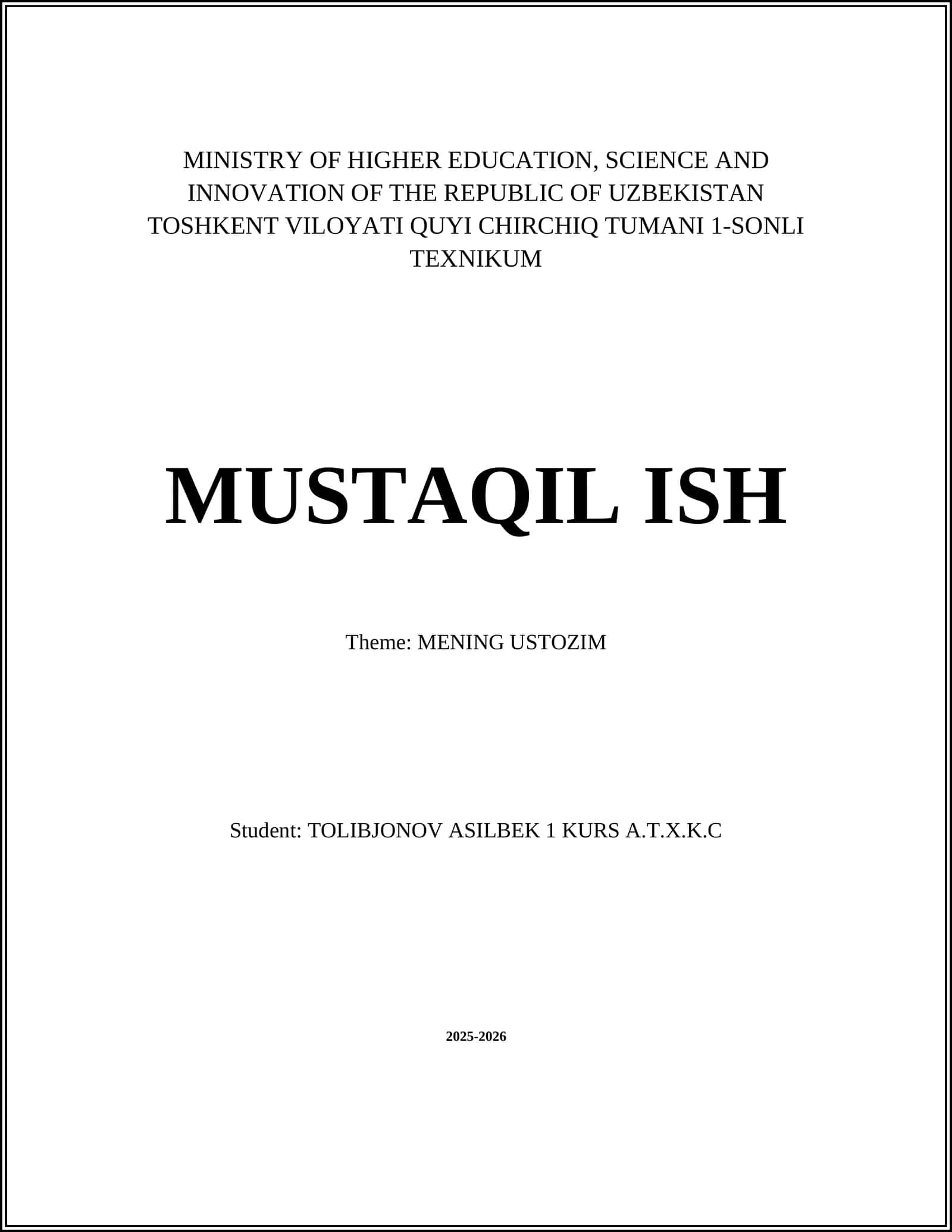 MENING USTOZIM 1