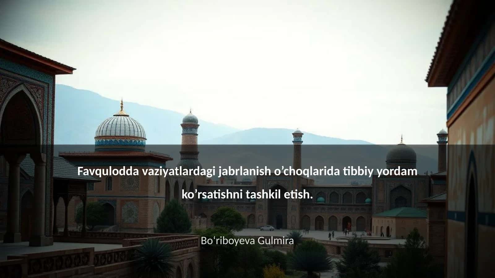 Favqulodda vaziyatlarda Tibbiy Yordam Ko'rsatishni Tashkil Etish 1